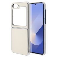 ラスタバナナ Galaxy Z Flip 6(SC-54E/SCG29)用メタルフレーム 背面レザーPCケース ホワイト 8441GZFL6PCWH