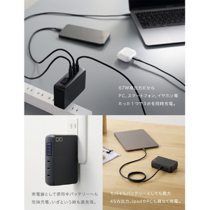 CIO モバイルバッテリー SMARTCOBY PRO PLUG II CIO-MB67W3C-10K-P2-BK-イメージ3