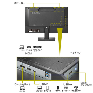 I・Oデータ USB Type-C搭載 23．8型 液晶ディスプレイ ブラック LCD-C242SDBX-イメージ3