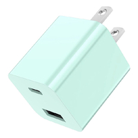 藤本電業 PD20W対応カラフルACアダプタ(Type-C1ポート/USB1ポート) グリーン CA-08GR