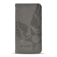 エム・ディー・シー iPhone 16用手帳ケース AVIREX スタンプロゴスエード/グレー MD-75555-3