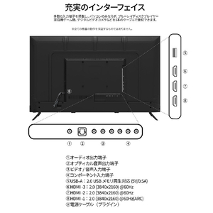 JAPANNEXT 50インチ IPSパネル搭載 液晶ディスプレイ ブラック JN-IPS50U-M-H5-イメージ10