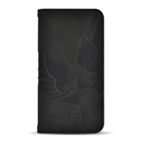 エム・ディー・シー iPhone 16 Pro用手帳ケース AVIREX スタンプロゴスエード/ブラック MD-75556-1