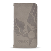 エム・ディー・シー iPhone 16 Pro用手帳ケース AVIREX スタンプロゴスエード/カーキ MD-75556-2