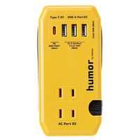 Hamee humor handy Plu PD30W対応TYPE-C1ポート/USB3ポート+2コンセント ACタップ(25cm) マスタードイエロー 669-922941