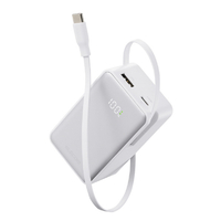 エレコム 巻き取り式ケーブル一体型モバイルバッテリー(10000mAh/22．5W) ホワイト DE-C80L-10000WH