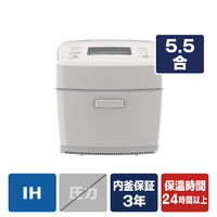 三菱 IH5．5合 備長炭 炭炊釜 白亜麻 NJ-VP10J-W