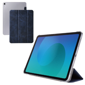 エレコム 11インチiPad Air(M3/M2) フラップケース 薄型軽量 背面クリア 2アングル ネイビー TB-A25MWVNV-イメージ2