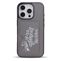 エム・ディー・シー iPhone 16 Pro用ポケット付き背面ケース AVIREX 刺繍/グレー MD-75564-2