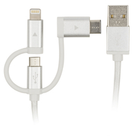 グリーンハウス 3in1 USB充電ケーブル (15cm) シルバー GH-ALTBCA15-SV