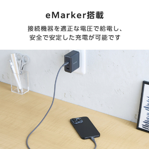 エレコム USB2．0ケーブル(USB Type-C(TM) - USB Type-C/240W/なめらか) グレー MPA-CCPESS15GY-イメージ6