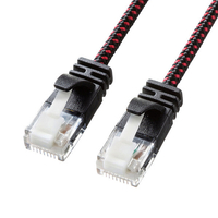 サンワサプライ つめ折れ防止カテゴリ6A細径メッシュLANケーブル(10m) ブラック&レッド KB-T6AME-10BKR