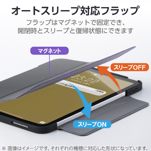 エレコム iPad(A16) フラップケース 薄型軽量 カラーエッジ 背面クリア ブラック TB-A25RWVFCBK-イメージ6