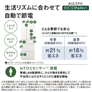 パナソニック 【フレンチドア】501L 6ドア冷凍冷蔵庫 ヘアラインシャンパン NR-F50HY3-N-イメージ13
