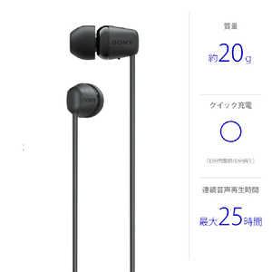 SONY ワイヤレスインイヤーヘッドホン ブラック WI-C100 B-イメージ2
