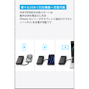 Anker Power Bank(20000mAh 87W Built-In USB-C ケーブル) ホワイト A1383N21-イメージ5