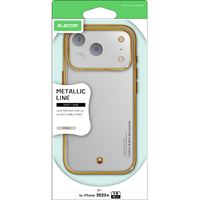 エレコム iPhone17 Pro用ソフトケース メタリックライン メタルステッカー付 グレージュ PM-A25CUCTMLGB