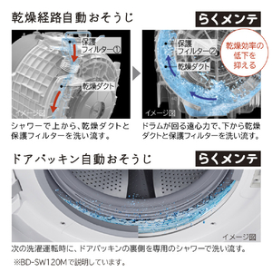 日立 【右開き】12．0kgドラム式洗濯乾燥機 ホワイト BD-SV120MR W-イメージ7