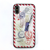 Dparks iPhone XS/X用ブラックケース スタンプ レッド DS10406I8
