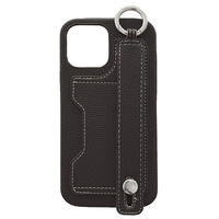 GAACAL iPhone 14 Pro用落下防止ベルト&カードポケット付きPUレザーケース ブラック P00282BKQP