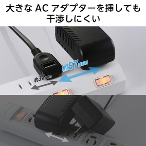 エレコム 個別スイッチ付き3口タップ(1m) ホワイト T-IS01-2310WH-イメージ4