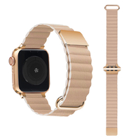 GAACAL Apple Watch Series 1-8/SE1-2(38/40/41mm)用マグネット式PUレザーバンド クリームベージュ W00186PBA