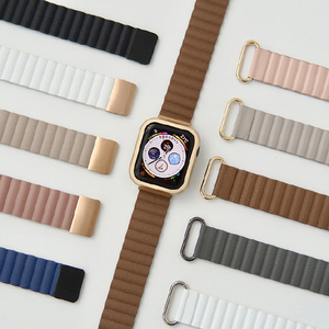 GAACAL Apple Watch Series 1-8/SE1-2(38/40/41mm)用マグネット式PUレザーバンド ライトグレー W00186LGA-イメージ4