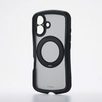 エレコム iPhone 16 Grippy ハイブリッドケース フレームカラー 極限 MAGKEEP スタンド ブラック PM-A24AGRSTKMBK