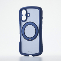 エレコム iPhone 16 Grippy ハイブリッドケース フレームカラー 極限 MAGKEEP スタンド ネイビー PM-A24AGRSTKMNV