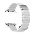 GAACAL Apple Watch Series 1-8/SE1-2(38/40/41mm)用マグネット式PUレザーバンド ホワイト×シルバー W00186WA