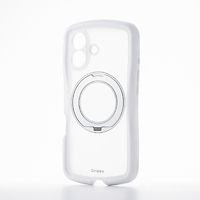 エレコム iPhone 17 Grippy ハイブリッドケース フレームカラー 極限 MAGKEEP スタンド ホワイト PM-A25AGRSTKMWH