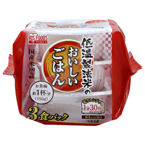 アイリスフーズ 低温製法米のおいしいごはん 国産米100％ 150g×3P(ケース) CASEﾃｲｵﾝｾｲﾎｳｺﾞﾊﾝ150G3PX8P-イメージ1