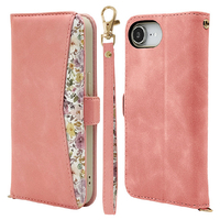 ラスタバナナ iphone17e/16e用 花柄手帳型ｹｰｽ コーラルピンク 8623IP5EBHSCPK