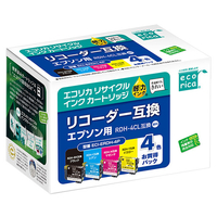 エコリカ リサイクルインクカートリッジ(4個パック) ブラック・シアン・マゼンタ・イエロー ECI-ERDH-4P