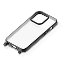 PGA iPhone 15 Pro用ショルダーストラップホール付クリアハイブリッドケース ブラック PG-23BPT07BK