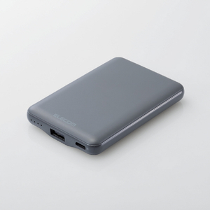 エレコム 薄型コンパクトモバイルバッテリー(5000mAh/3A/C×1+A×1) ダークグレー DE-C45-5000DGY-イメージ1