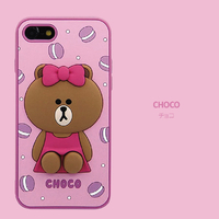 LINE FRIENDS iPhone SE(第3世代)/SE(第2世代)/8/7用SILICON CASE チョコ KCL-CHO001