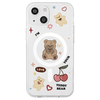 AKAN iPhone 14用MagSafe対応クリアケース テディベア AK23489I14