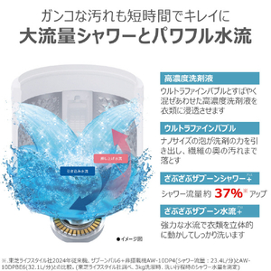 東芝 全自動洗濯機(インバーター洗濯機) ZABOON グランホワイト AW-10DPBE6(W)-イメージ5