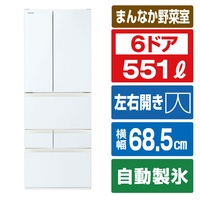 東芝 【フレンチドア】551L 6ドア冷蔵庫 グランホワイト GR-A550FH(EW)