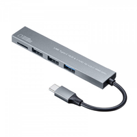 サンワサプライ Type-C 3ポート コンボスリムハブ(カードリーダー付き) シルバー USB-3TCHC19S