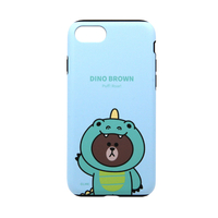 LINE FRIENDS iPhone SE(第2世代)/8/7用JUNGLE BROWN DUAL GUARD ダイノブラウン KCL-JDD001