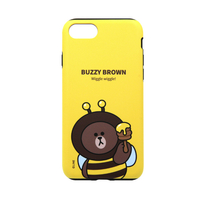 LINE FRIENDS iPhone SE(第2世代)/8/7用JUNGLE BROWN DUAL GUARD バジーブラウン KCL-JDD002