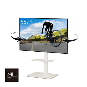 ナカムラ WALLスリムスタンドWH 32～65型対応 首振り機能・棚板付き壁寄せテレビスタンド WALL スリムスタンド ホワイト WLTV65111-イメージ1