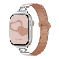 GAACAL Apple Watch 1-11/SE1-3 38/40/41/42(10-11)mm ハートデザインマグネット式シリコンバンド ピンク W00606PA