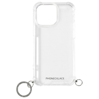 PHONECKLACE iPhone 15 Pro用ストラップ用リング付きクリアケース シルバーチャーム PN25580I15PR
