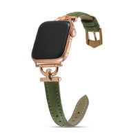 GAACAL Apple Watch 1-9/SE 1-2/ULTRA 2(42/44/45/49mm)用「大人な知的感」異素材PUレザーバンド グリーン W00230GB