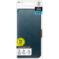 エアージェイ iPhone 16 Pro用MAGSAFE対応手帳型PBケース ブルー AC-P24P-PB BL