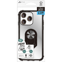 エアージェイ iPhone 16 Pro用マルチリングスタンドケース ブラック AC-P24P-TR BK