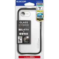 エレコム iPhone17e/16e用 ハイブリッドガラスケース スタンダート メタルステッカー付 クリア PM-A25SHVCG1CR